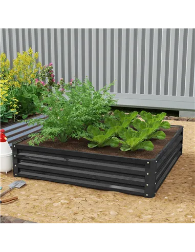 Outsunny 432L Square Raised Garden Bed Box with Weatherized Steel Frame for Vegetables, Flowers and Herbs, 120 x 120 x 30cm, Gre