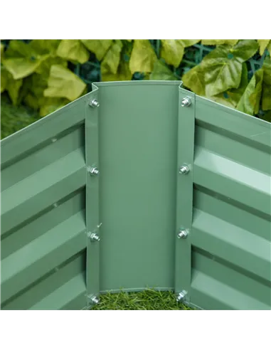 Outsunny Set of 2 291L Raised Garden Bed, Elevated Galvanised Planter Box for Flowers, Herbs, 100x100x30cm, Green