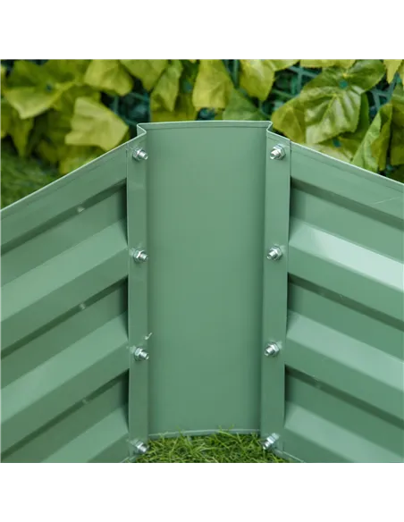 Outsunny Set of 2 291L Raised Garden Bed, Elevated Galvanised Planter Box for Flowers, Herbs, 100x100x30cm, Green
