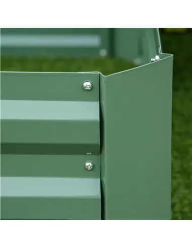 Outsunny Set of 2 291L Raised Garden Bed, Elevated Galvanised Planter Box for Flowers, Herbs, 100x100x30cm, Green
