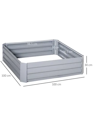 Outsunny Set of 2 291L Raised Garden Bed, Elevated Galvanised Planter Box for Flowers, Herbs, 100x100x30cm, Grey