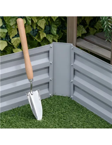 Outsunny Set of 2 291L Raised Garden Bed, Elevated Galvanised Planter Box for Flowers, Herbs, 100x100x30cm, Grey