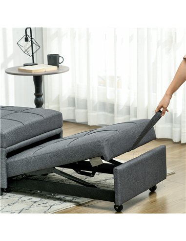 HOMCOM Convertible Chair Bed with Padding Seat, 4-in-1 Multi-Functional Sleeper Sofa Bed, Recliner with Adjustable Backrest, Sid