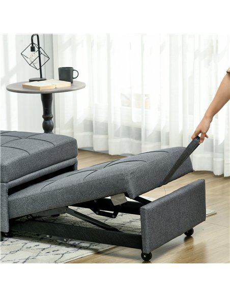 HOMCOM Convertible Chair Bed with Padding Seat, 4-in-1 Multi-Functional Sleeper Sofa Bed, Recliner with Adjustable Backrest, Sid