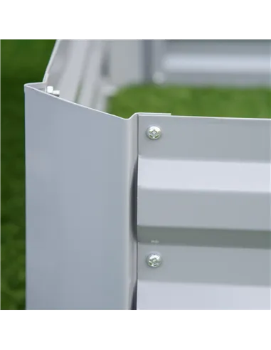 Outsunny Set of 2 291L Raised Garden Bed, Elevated Galvanised Planter Box for Flowers, Herbs, 100x100x30cm, Grey