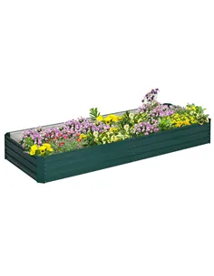 Outsunny Metal Raised Garden Bed Planter Box Outdoor Planters for Growing Flowers, Herbs, Green, 241x90.5x30cm