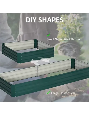 Outsunny Metal Raised Garden Bed Planter Box Outdoor Planters for Growing Flowers, Herbs, Green, 241x90.5x30cm