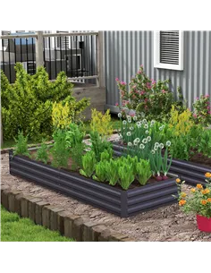 Outsunny Metal Raised Garden Bed Planter Box Outdoor Planters for Growing Flowers, Herbs, Grey, 241x90.5x30cm 2