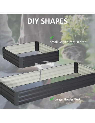 Outsunny Metal Raised Garden Bed Planter Box Outdoor Planters for Growing Flowers, Herbs, Grey, 241x90.5x30cm