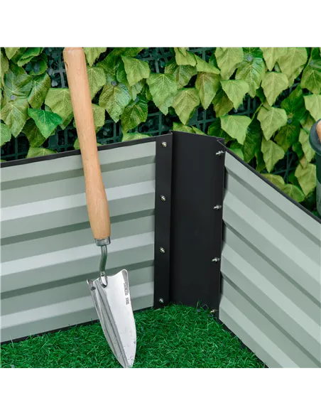 Outsunny Metal Raised Garden Bed Planter Box Outdoor Planters for Growing Flowers, Herbs, Grey, 241x90.5x30cm