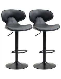 HOMCOM Adjustable Swivel Bar Stools Set of 2, Barstools with Footrest and Backrest, Steel Frame Gas Lift, for Kitchen Counter Di