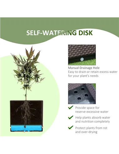 Outsunny 50cm x 50cm x 46.5cm Set of 2 41L Plastic Raised Garden Bed, Planter Box, Flower Vegetables Planting Container with Sel