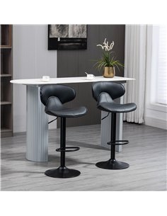 HOMCOM Adjustable Swivel Bar Stools Set of 2, Barstools with Footrest and Backrest, Steel Frame Gas Lift, for Kitchen Counter Di 2