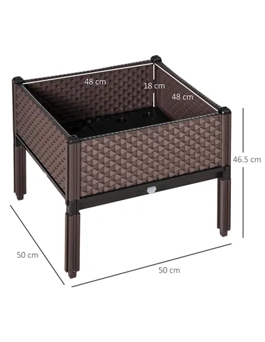 Outsunny 50cm x 50cm x 46.5cm Set of 2 41L Garden Raised Bed, Elevated Planter Box, Flower Vegetables Planting Container with Se