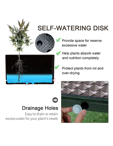 Outsunny 50cm x 50cm x 46.5cm Set of 2 41L Garden Raised Bed, Elevated Planter Box, Flower Vegetables Planting Container with Se