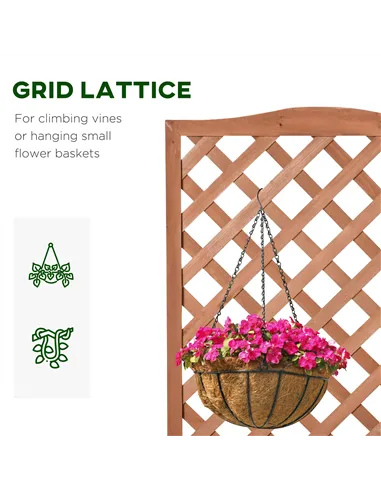 Outsunny 53L Garden Wooden Planter Box with Trellis Free Standing Flower Raised Bed with Lattice for Climbing Plants, 76cm x 36c