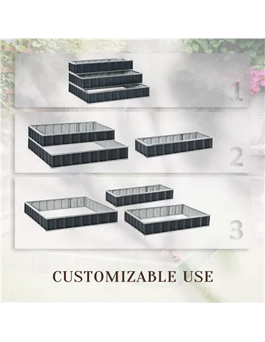 Outsunny 3 Tier Raised Garden Bed, Metal Elevated Planer Box Kit Flower Pot w/ A Pairs of Glove for Garden, Patio to Grow Vegeta