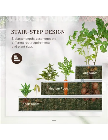 Outsunny 3 Tier Raised Garden Bed, Metal Elevated Planer Box Kit Flower Pot w/ A Pairs of Glove for Garden, Patio to Grow Vegeta