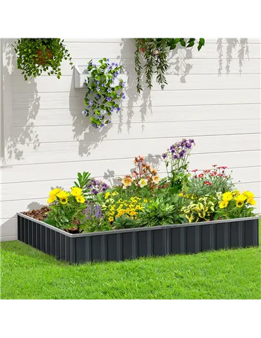 Outsunny 645L Metal Raised Garden Bed, DIY Large Steel Planter Box, No Bottom w/ A Pairs of Glove for Backyard, Patio to Grow Ve