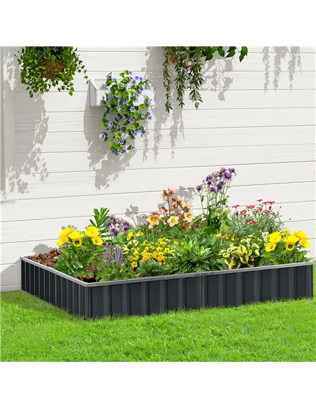 Outsunny 645L Metal Raised Garden Bed, DIY Large Steel Planter Box, No Bottom w/ A Pairs of Glove for Backyard, Patio to Grow Ve