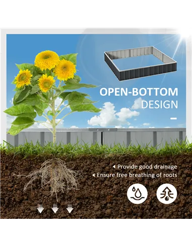 Outsunny 645L Metal Raised Garden Bed, DIY Large Steel Planter Box, No Bottom w/ A Pairs of Glove for Backyard, Patio to Grow Ve