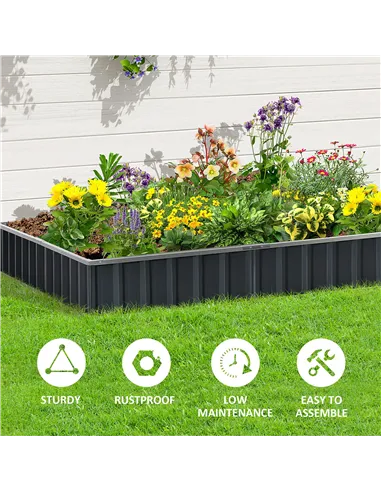 Outsunny 645L Metal Raised Garden Bed, DIY Large Steel Planter Box, No Bottom w/ A Pairs of Glove for Backyard, Patio to Grow Ve