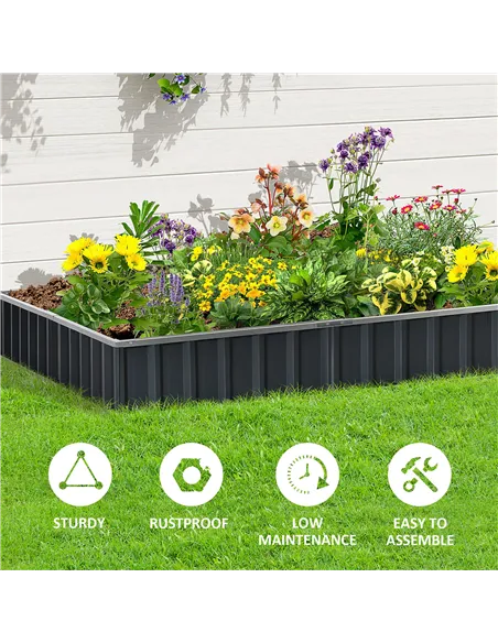 Outsunny 645L Metal Raised Garden Bed, DIY Large Steel Planter Box, No Bottom w/ A Pairs of Glove for Backyard, Patio to Grow Ve