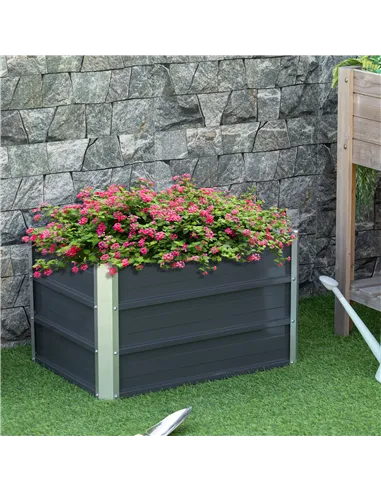 Outsunny 108L Raised Garden Bed, Galvanized Steel Elevated Planter Box w/ Installation Gloves for Backyard, Patio to Grow Vegeta