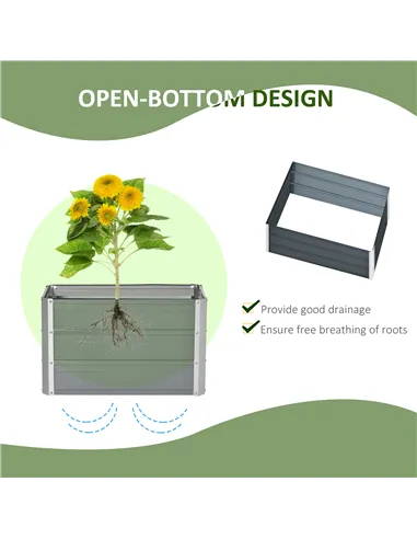 Outsunny 108L Raised Garden Bed, Galvanized Steel Elevated Planter Box w/ Installation Gloves for Backyard, Patio to Grow Vegeta