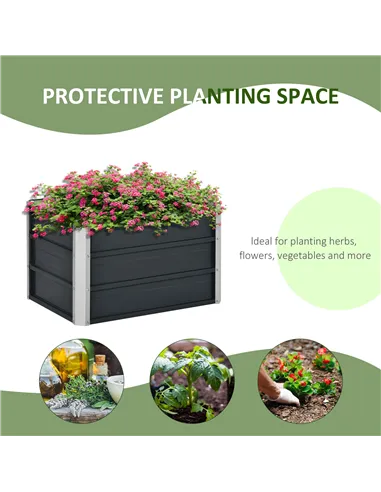 Outsunny 108L Raised Garden Bed, Galvanized Steel Elevated Planter Box w/ Installation Gloves for Backyard, Patio to Grow Vegeta