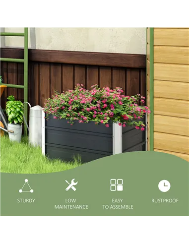 Outsunny 108L Raised Garden Bed, Galvanized Steel Elevated Planter Box w/ Installation Gloves for Backyard, Patio to Grow Vegeta