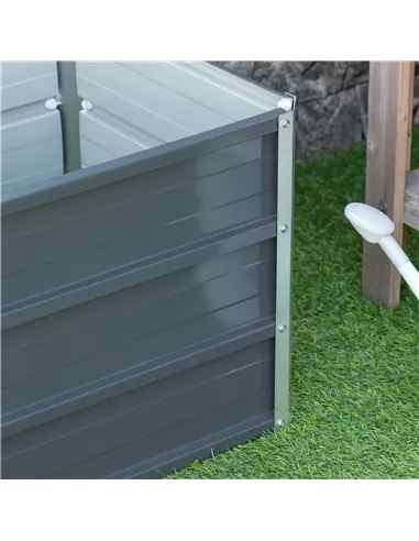 Outsunny 108L Raised Garden Bed, Galvanized Steel Elevated Planter Box w/ Installation Gloves for Backyard, Patio to Grow Vegeta