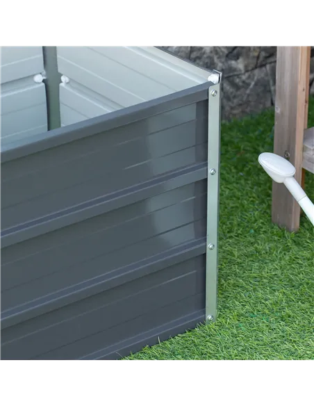 Outsunny 108L Raised Garden Bed, Galvanized Steel Elevated Planter Box w/ Installation Gloves for Backyard, Patio to Grow Vegeta