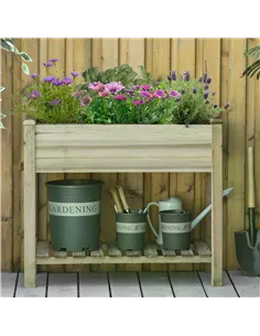 Outsunny Garden Wooden Planters， Raised Garden Bed with Legs and Storage Shelf Elevated Wooden Planter Box 2