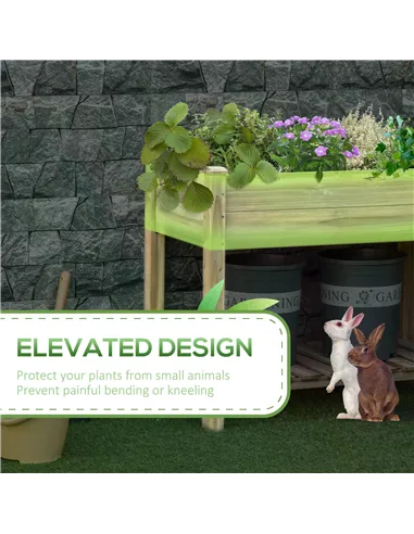 Outsunny Garden Wooden Planters， Raised Garden Bed with Legs and Storage Shelf Elevated Wooden Planter Box
