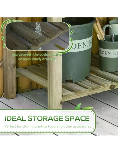 Outsunny Garden Wooden Planters， Raised Garden Bed with Legs and Storage Shelf Elevated Wooden Planter Box