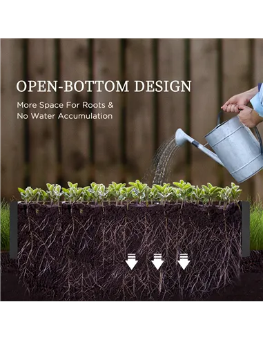 Outsunny Outsuuny Galvanised Raised Garden Bed, Outdoor Planter Box with Greenhouse and Cover for Vegetables, Flowers, Dark Grey