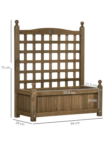 Outsunny Garden Planters with Trellis for Climbing Vines, Wood Raised Beds for Garden, Flower Pot, Indoor Outdoor, Brown