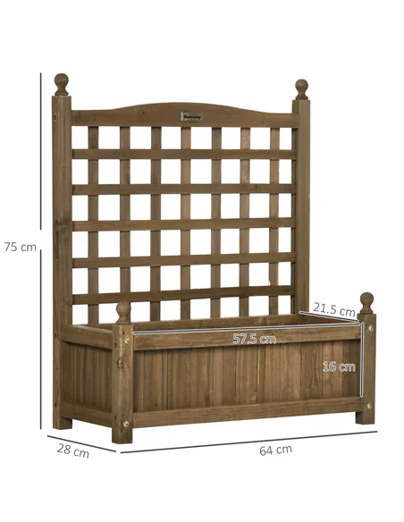 Outsunny Garden Planters with Trellis for Climbing Vines, Wood Raised Beds for Garden, Flower Pot, Indoor Outdoor, Brown