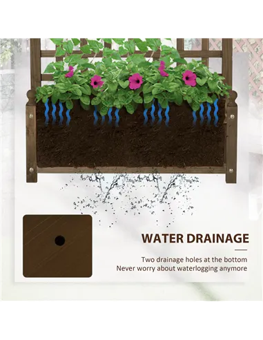 Outsunny Garden Planters with Trellis for Climbing Vines, Wood Raised Beds for Garden, Flower Pot, Indoor Outdoor, Brown