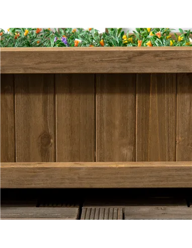 Outsunny Garden Planters with Trellis for Climbing Vines, Wood Raised Beds for Garden, Flower Pot, Indoor Outdoor, Brown