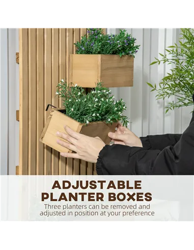 Outsunny Wall-mounted Wooden Garden Planters with Trellis, Drainage Holes and 3 Planter Boxes for Patio, Natural