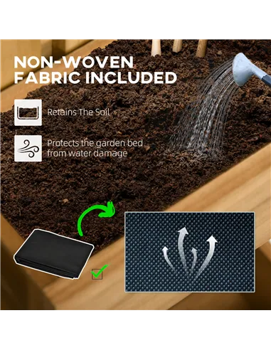 Outsunny Wall-mounted Wooden Garden Planters with Trellis, Drainage Holes and 3 Planter Boxes for Patio, Natural