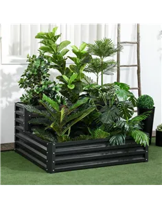 Outsunny 2 Tier Raised Garden Bed, Galvanised Planter Box with Open Bottom for Vegetables Flowers Herbs, 120x101x58cm, Dark Grey 2
