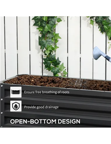 Outsunny 2 Tier Raised Garden Bed, Galvanised Planter Box with Open Bottom for Vegetables Flowers Herbs, 120x101x58cm, Dark Grey