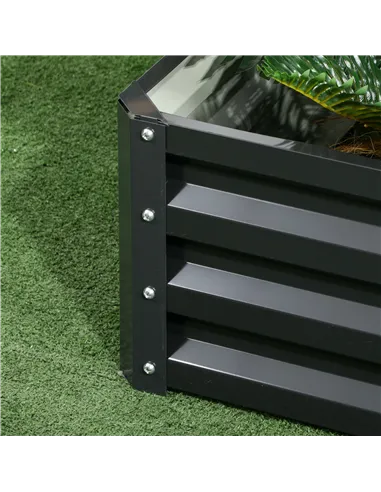 Outsunny 2 Tier Raised Garden Bed, Galvanised Planter Box with Open Bottom for Vegetables Flowers Herbs, 120x101x58cm, Dark Grey