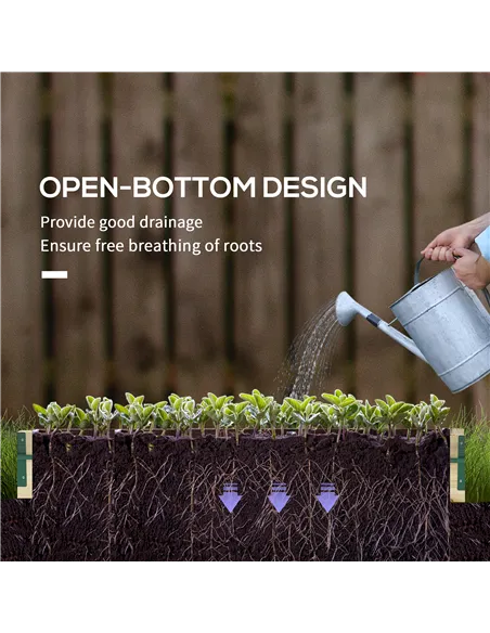 Outsunny Raised Bed with Greenhouse, Wooden Garden Planter Box with PVC Cover, Roll Up Windows, Dual Use for Vegetables, Plants,