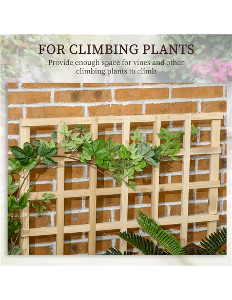 Outsunny 3 Tier Garden Planters with Trellis for Vine Climbing, Wooden Raised Beds, 95x95x110cm, Natural Tone