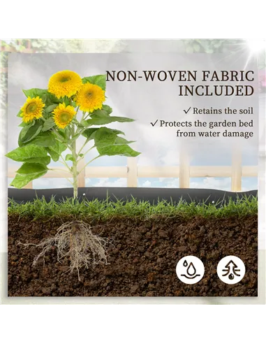 Outsunny 3 Tier Garden Planters with Trellis for Vine Climbing, Wooden Raised Beds, 95x95x110cm, Natural Tone