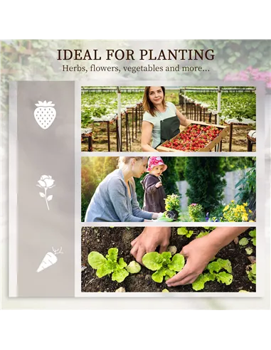 Outsunny 3 Tier Garden Planters with Trellis for Vine Climbing, Wooden Raised Beds, 95x95x110cm, Natural Tone